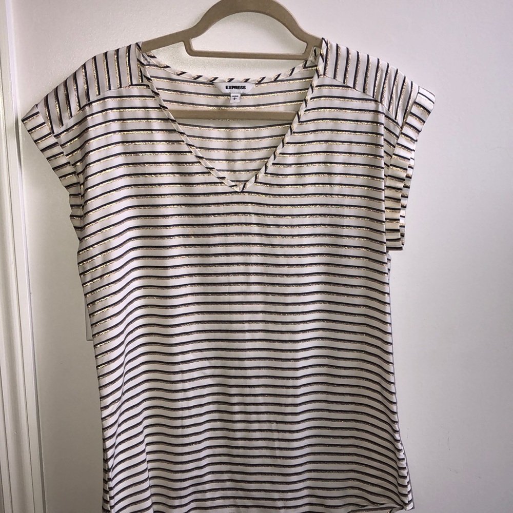 Express Striped V-Neck Tee